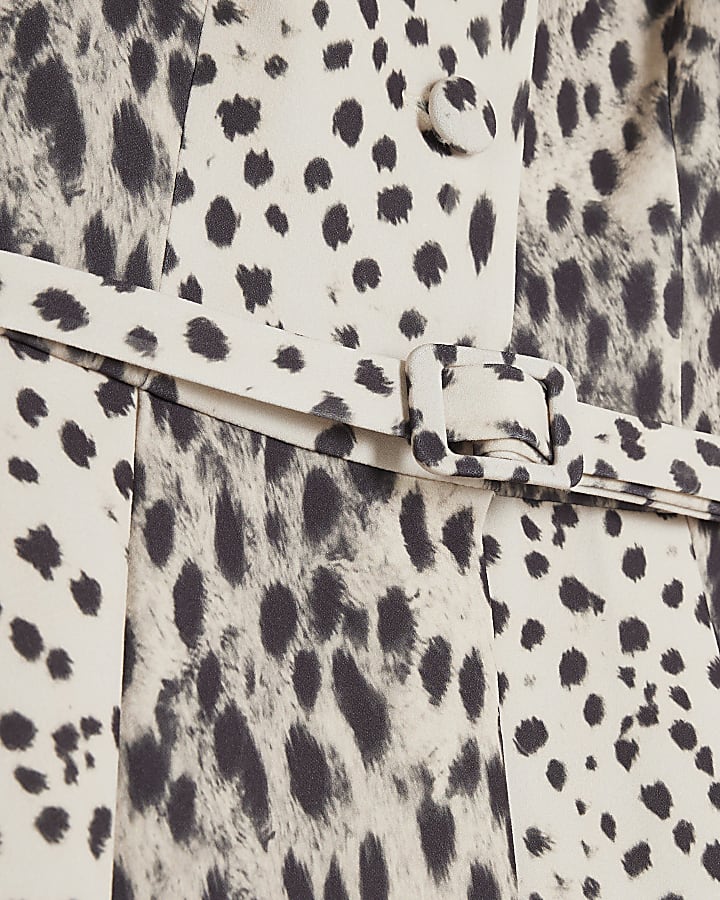 Beige Animal Print Peplum Top
