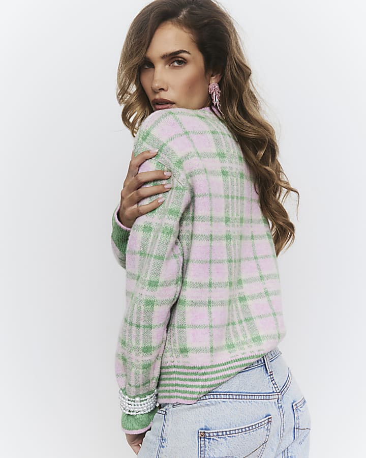 Green Check Cat Jumper