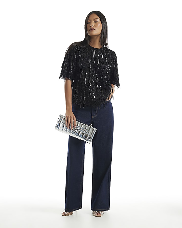 Petite Black Petite Sequin T-Shirt