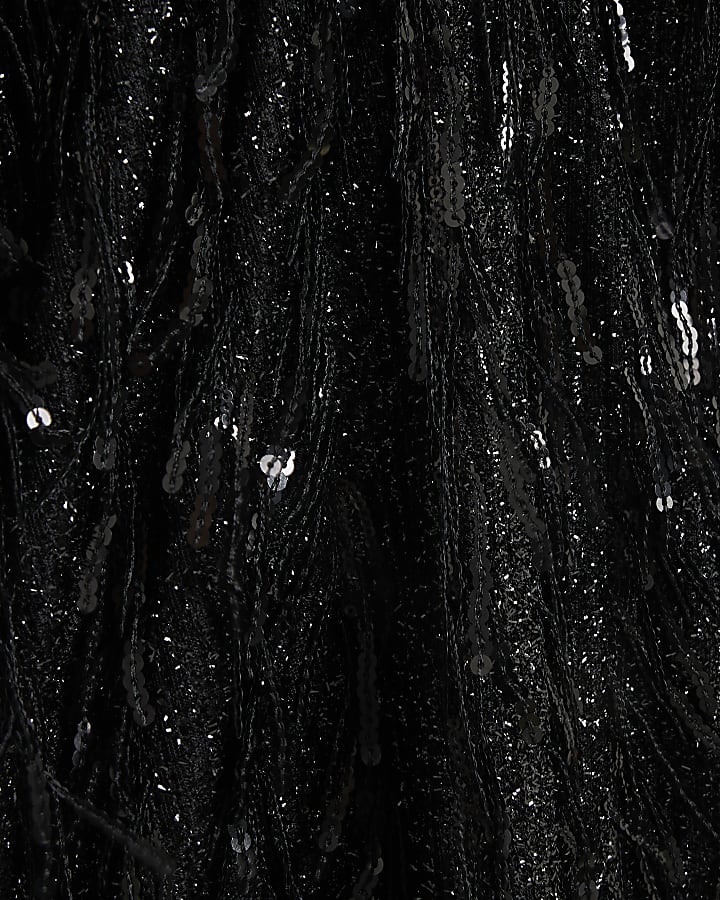 Petite Black Sequin T-Shirt Dress