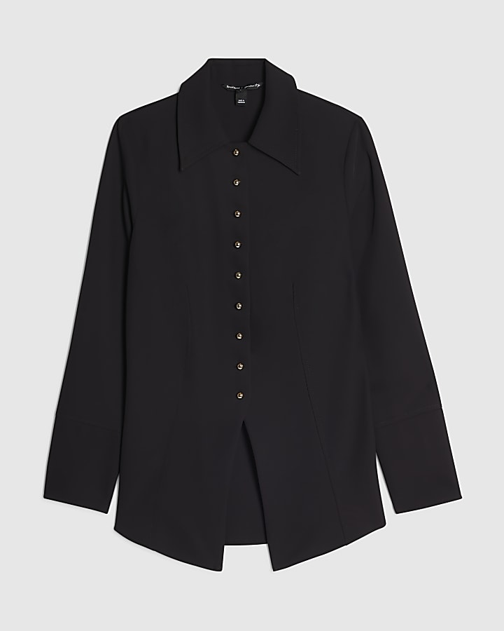 Black Tailored Cinched Shirt