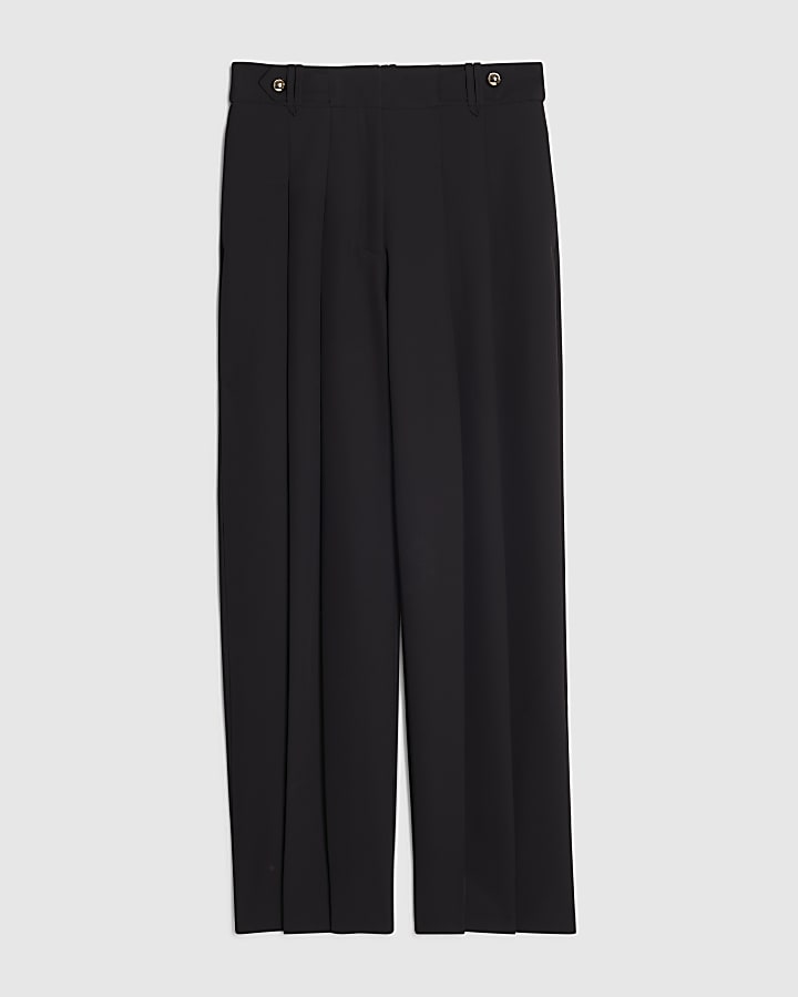 Black Wide Leg Tailored Trousers