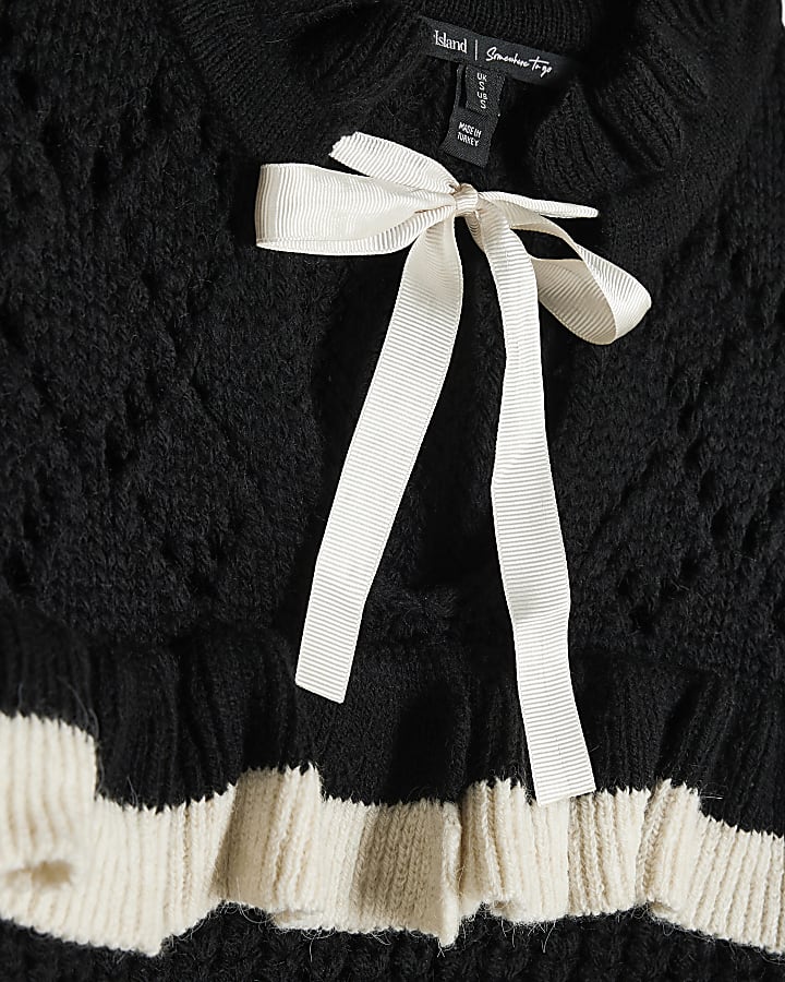Black Frill Detail Bow Jumper