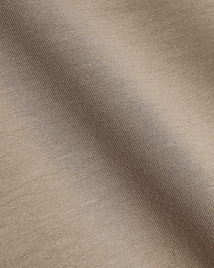 Beige Premium Cut Out Shoulder Sweatshirt