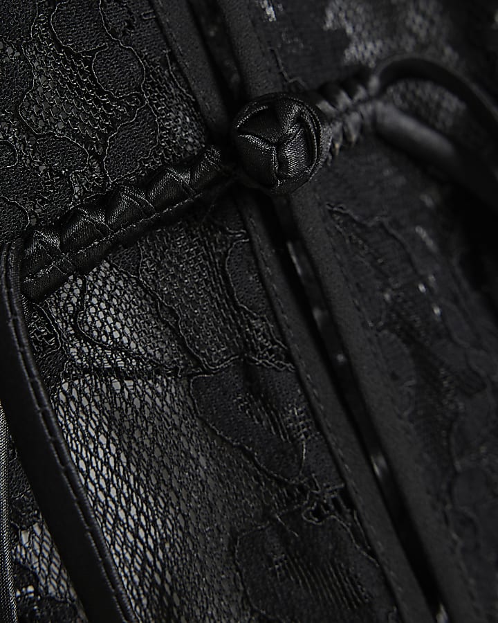 Black Lace Frogging Detail Top