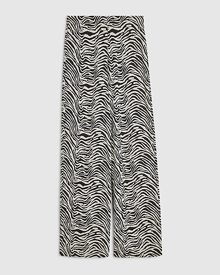 Brown Zebra Print Wide Leg Joggers