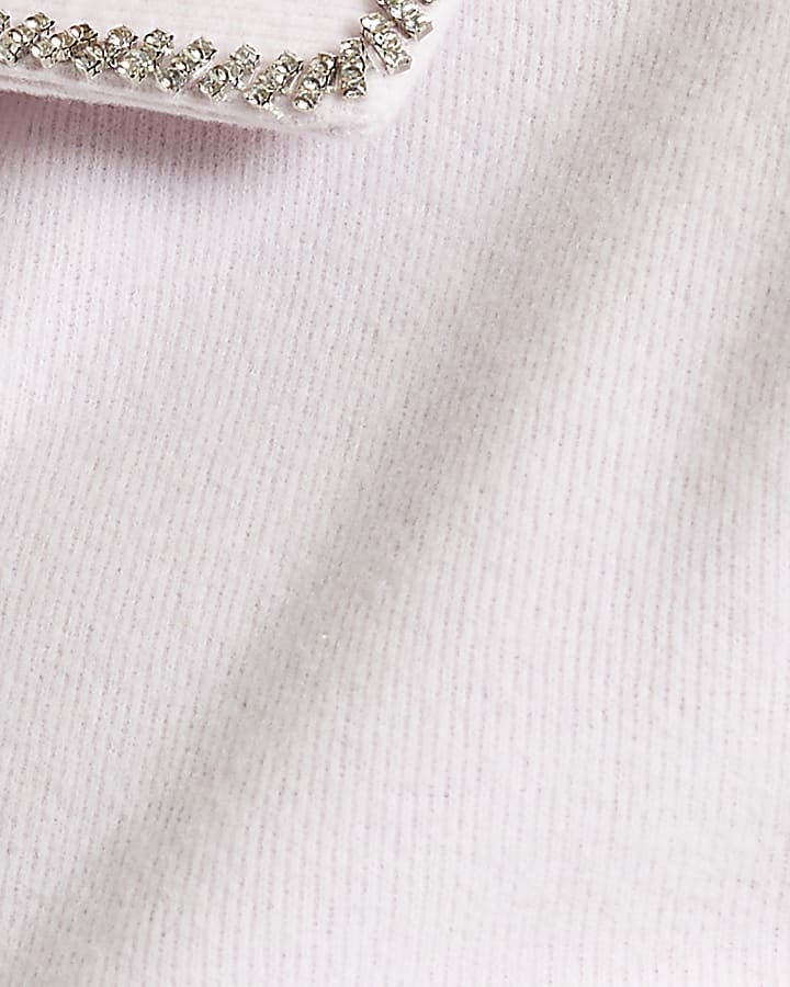 Pink Short Sleeve Cosy Diamante Mini Dress