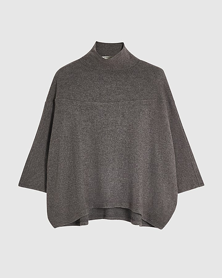 Brown Cosy Cape Top