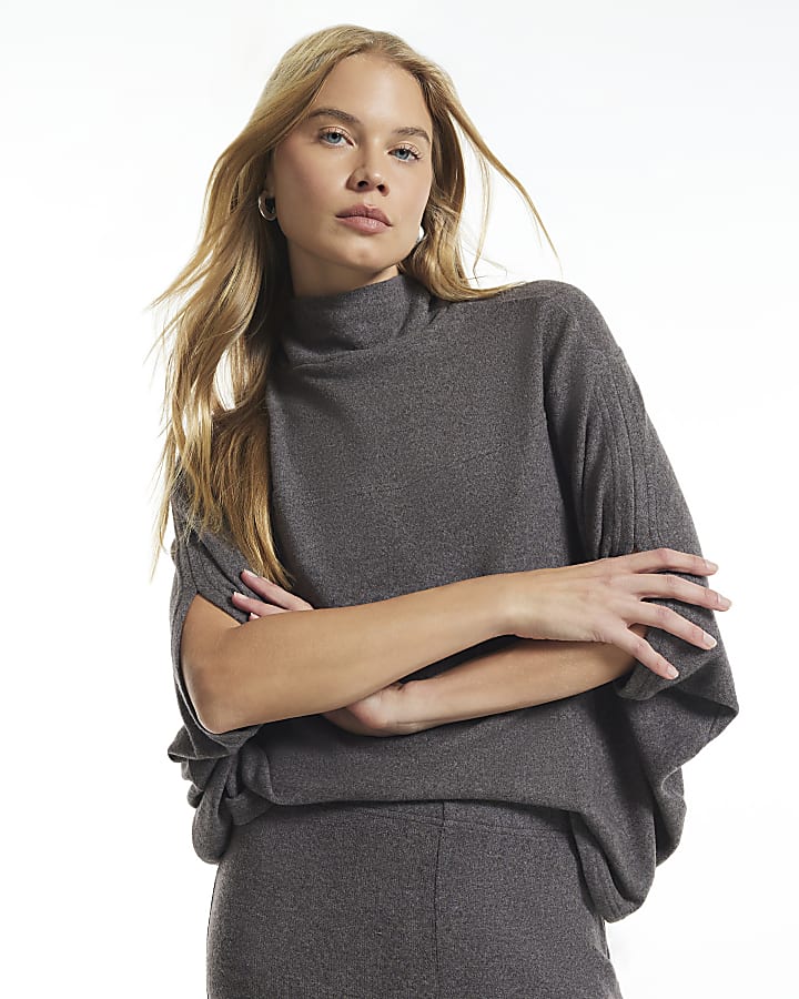 Brown Cosy Cape Top