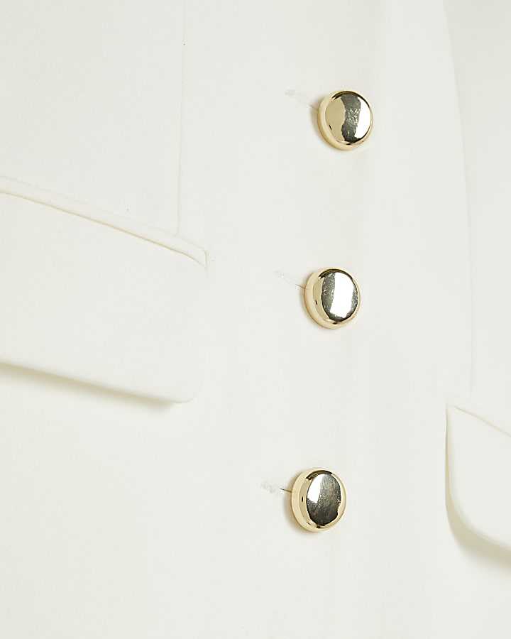 Cream Button Blazer Dress