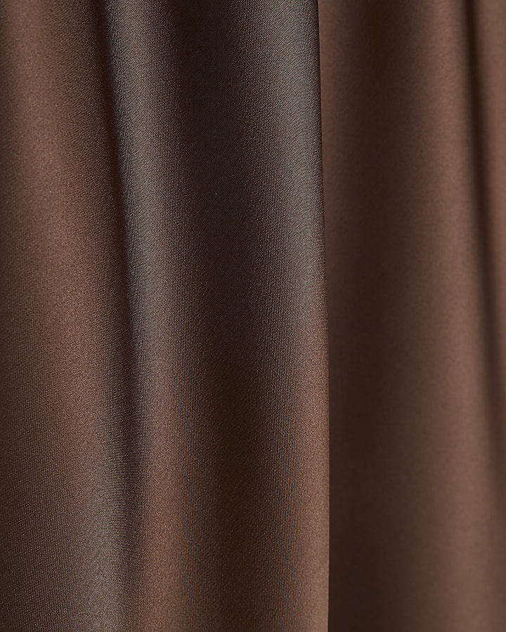 Brown Satin Bias Maxi Skirt
