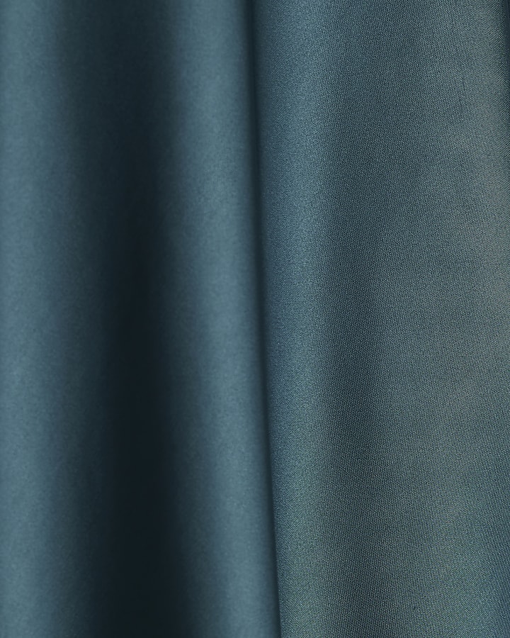 Blue Satin Bias Maxi Skirt