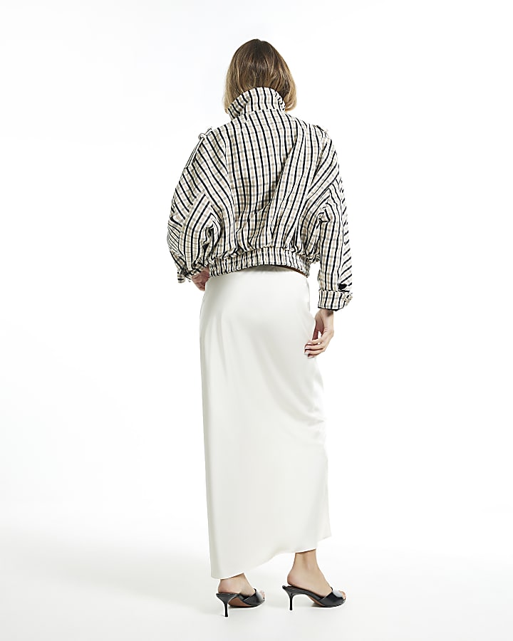 Cream Satin Bias Maxi Skirt
