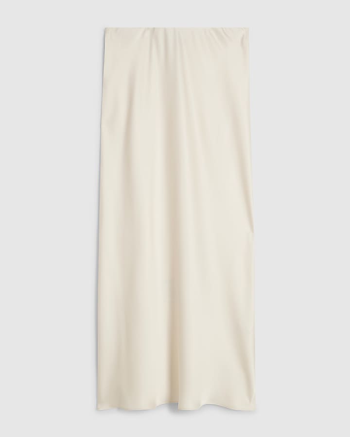 Cream Satin Bias Maxi Skirt