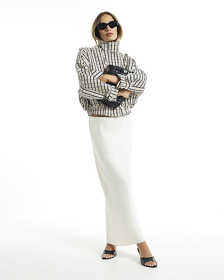 Cream Satin Bias Maxi Skirt