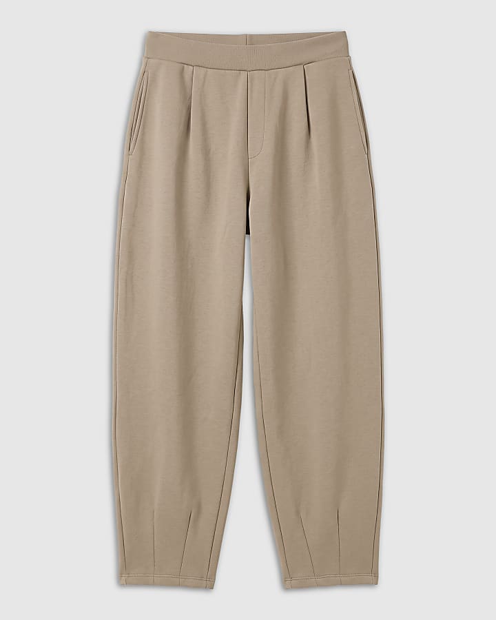 Beige Barrel Leg Joggers