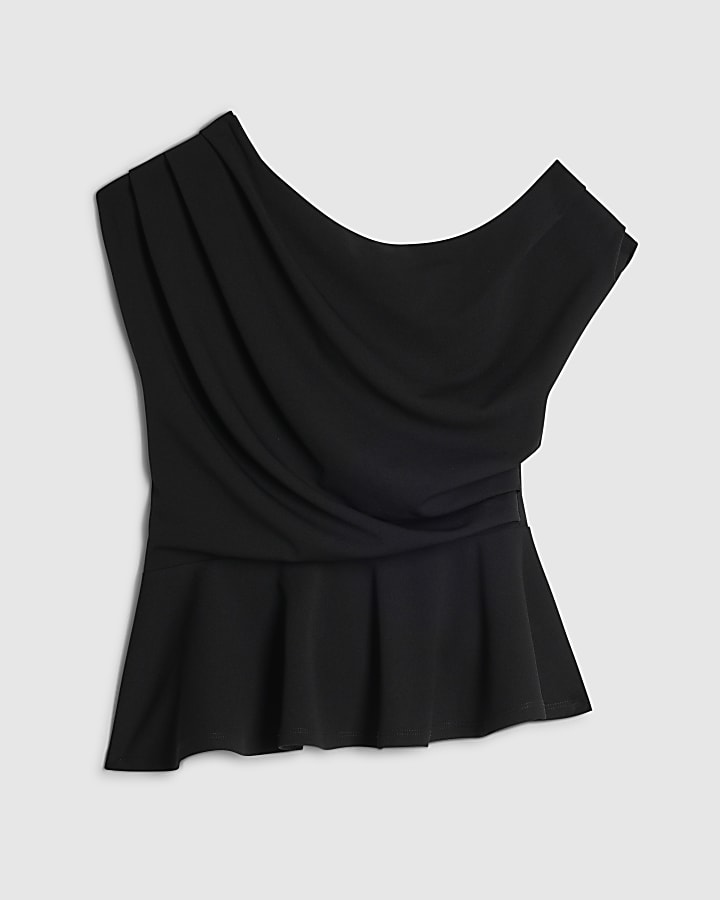 Black Drape Peplum Top