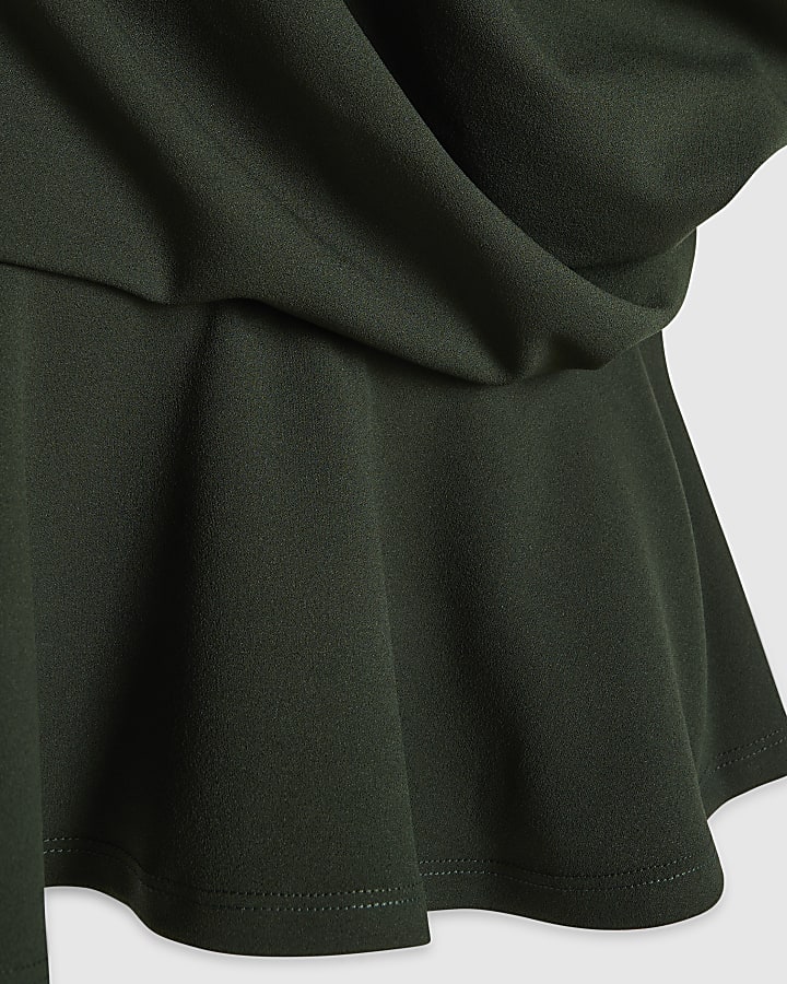 Green Drape Peplum Top
