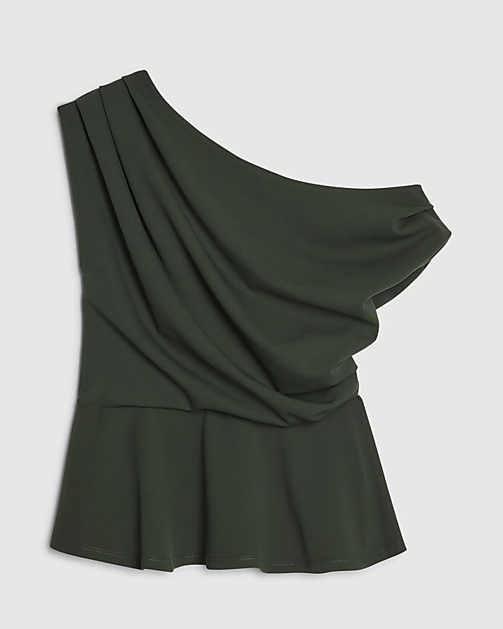 Green Drape Peplum Top