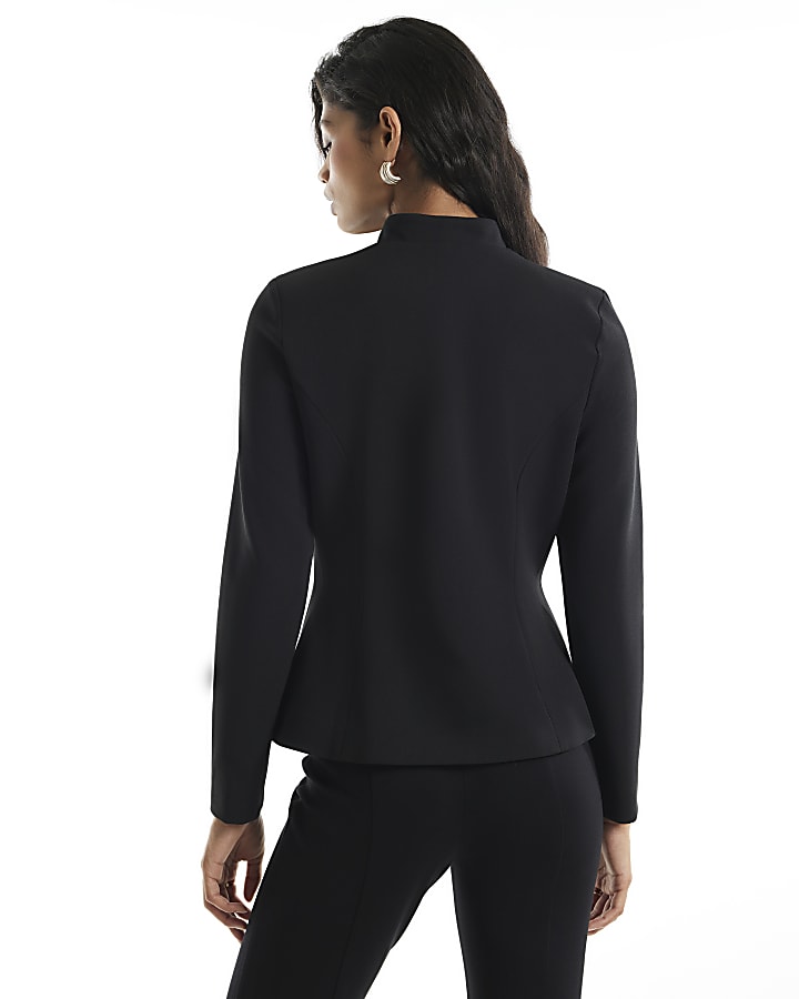 Black Stand Cup Collar Jacket