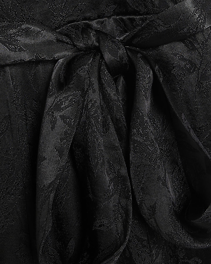 Petite Black Satin Jacquard Jumpsuit