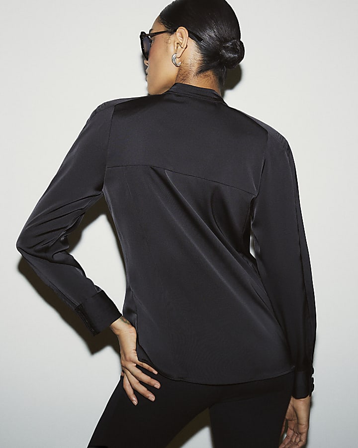 Black Military Button Shirt