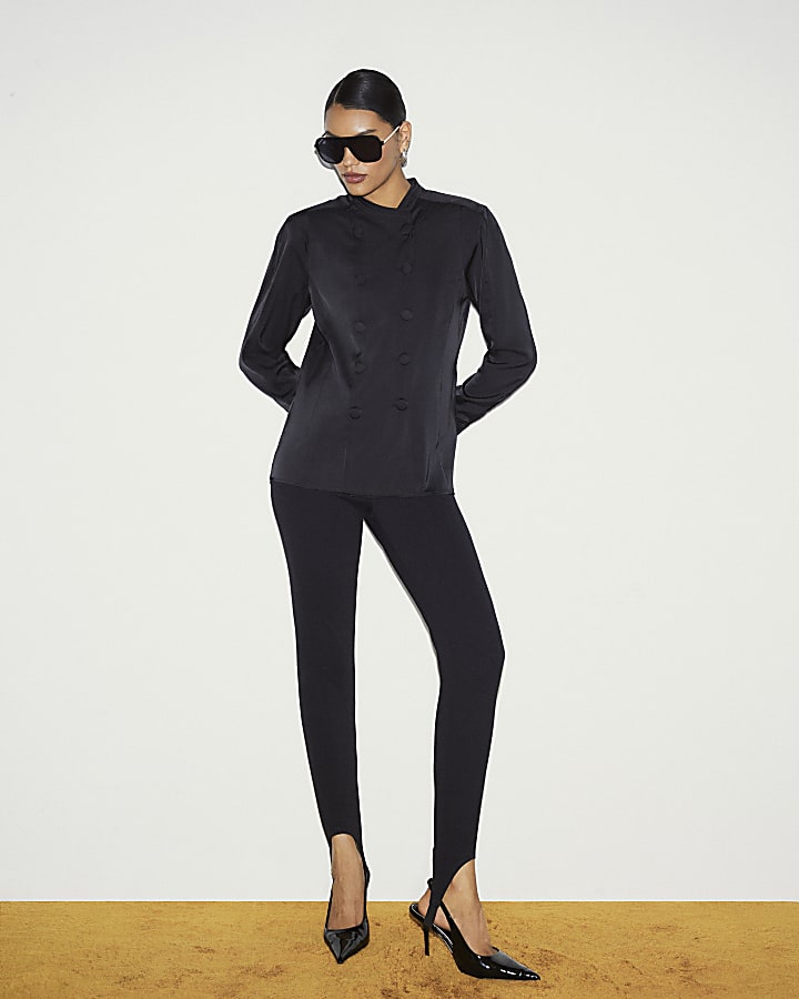 Black Military Button Shirt