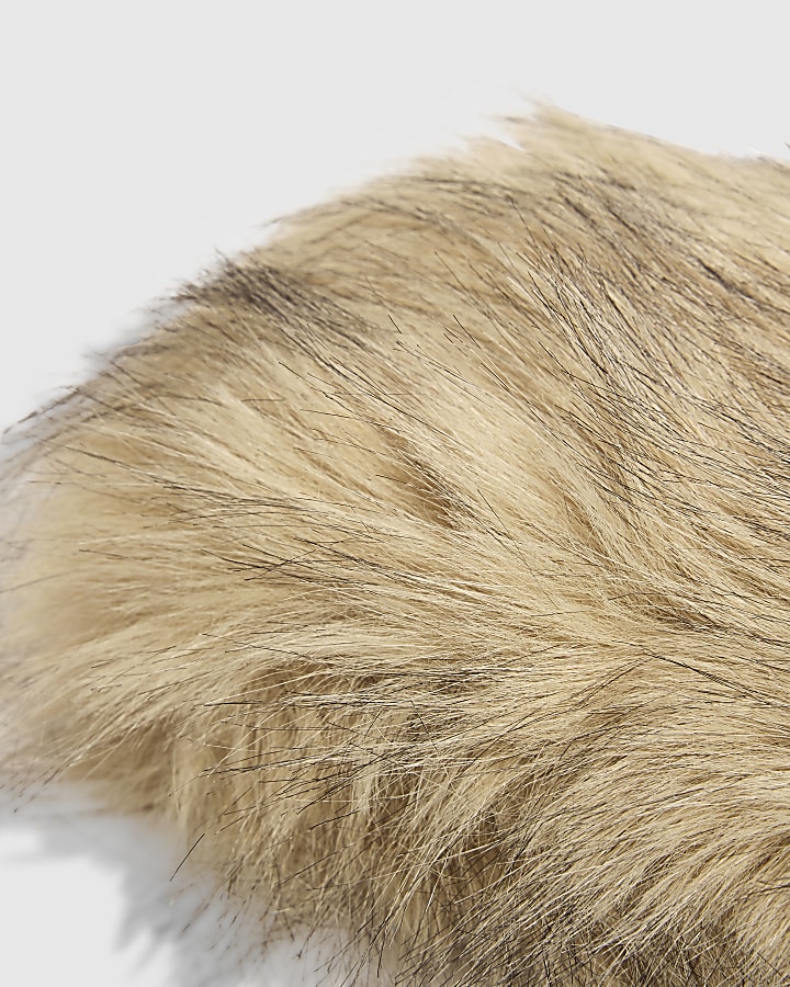 Cream Knitted Faux Fur Trim Hat