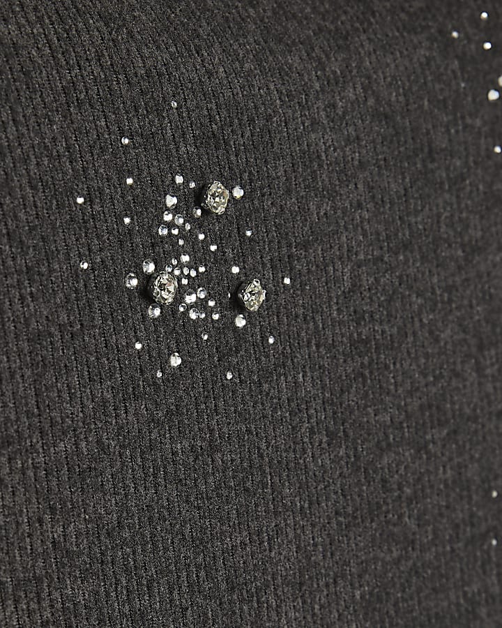 Grey Embellished Cosy T-Shirt