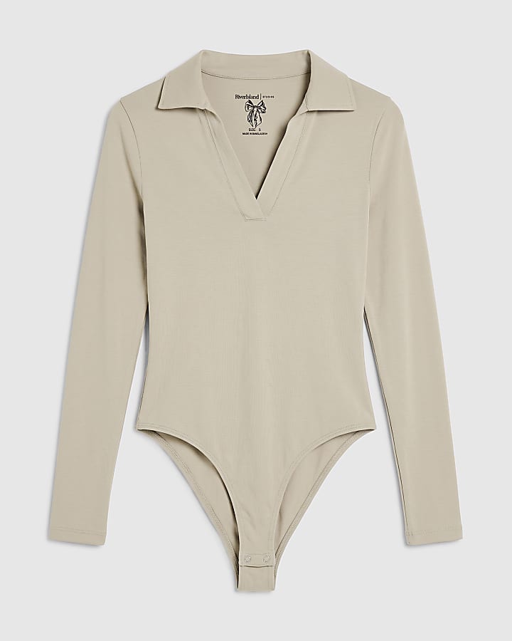 Beige Long Sleeve Bodysuit