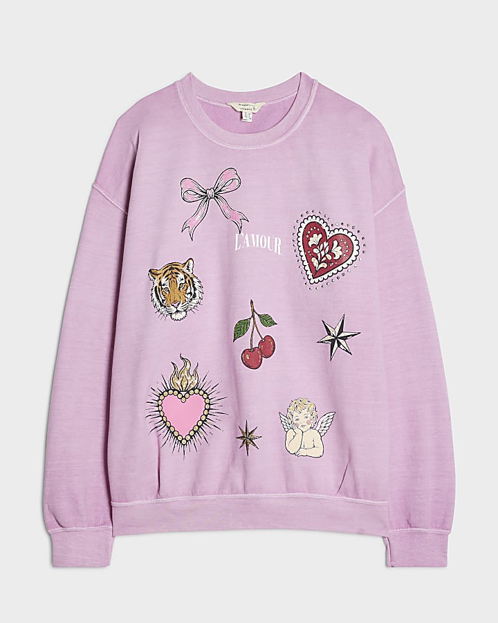 Pink Quirky Cherub Hotfix Sweatshirt