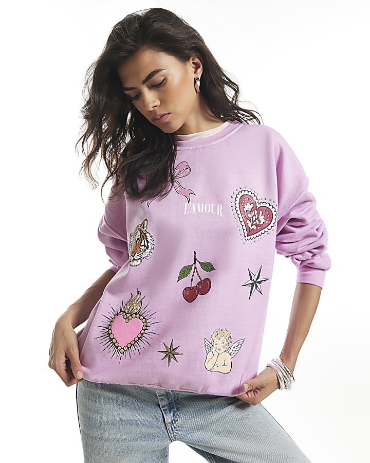 Pink Quirky Cherub Hotfix Sweatshirt