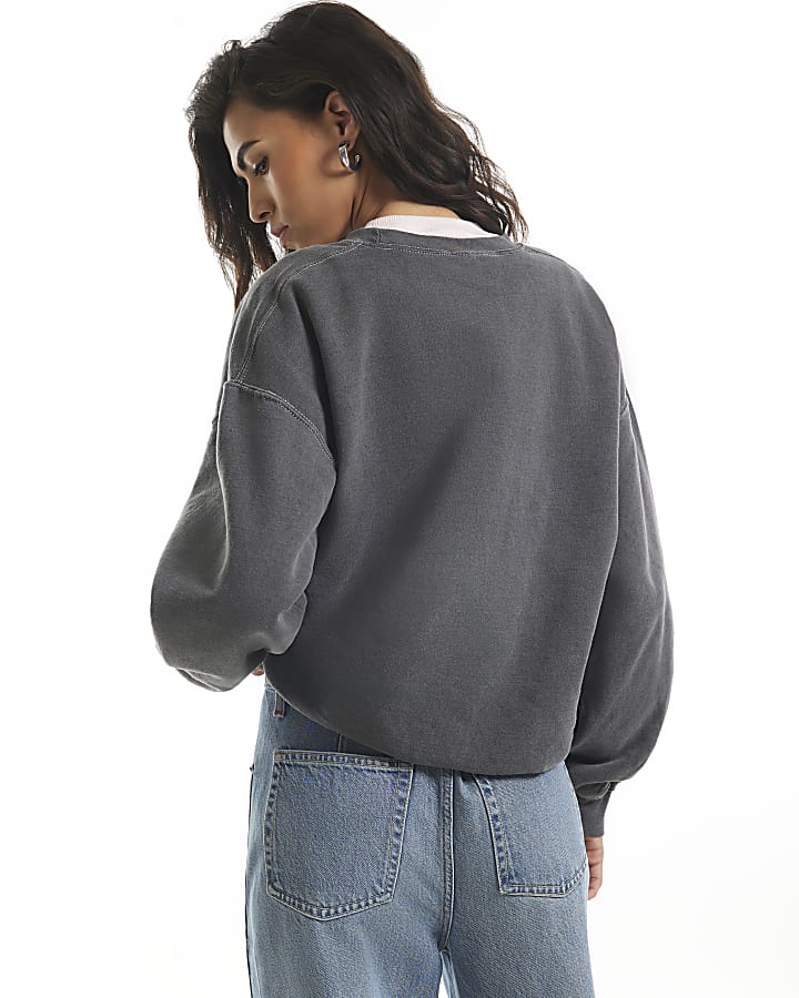 Grey Quirky Cherub Hotfix Sweatshirt