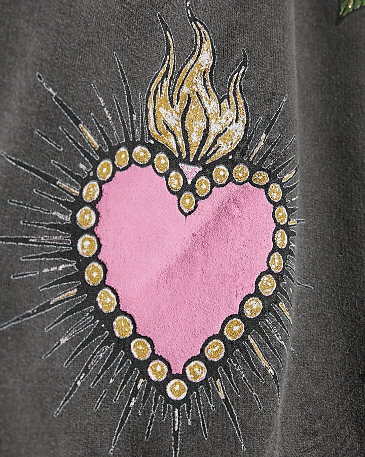 Grey Quirky Cherub Hotfix Sweatshirt