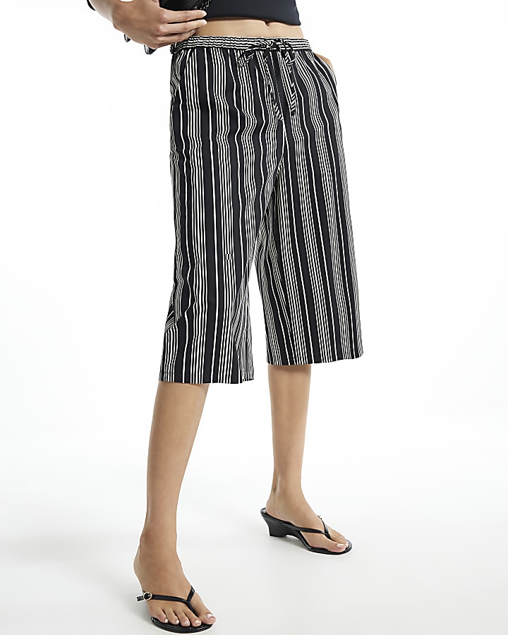 Black Stripe Poplin Culottes