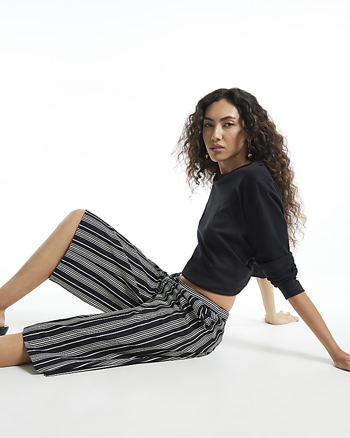 Black Stripe Poplin Culottes