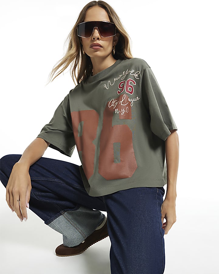 Khaki Varsity Badge T-Shirt