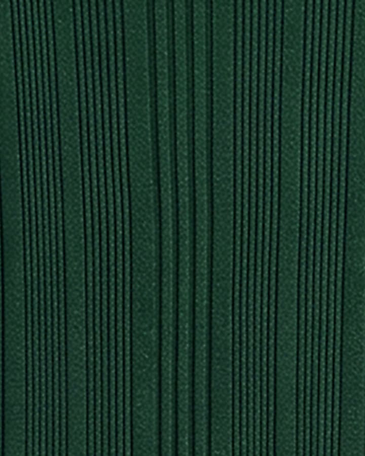Green Ribbed Short Sleeve Midi Dress