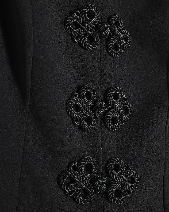 Petite Black Frogging Waistcoat Jumpsuit