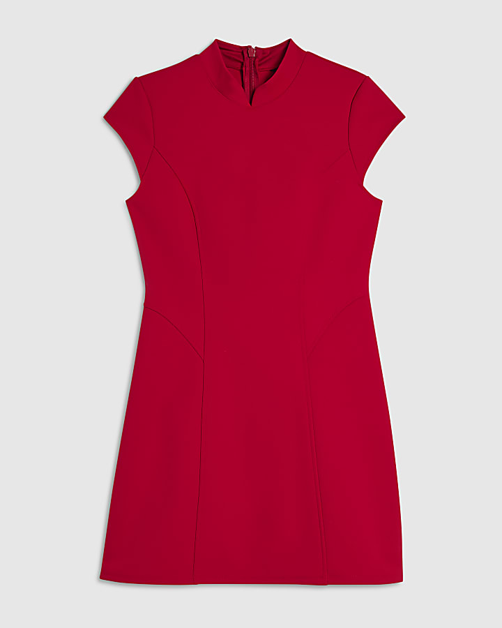 Red Cap Sleeve Mini Bodycon Dress