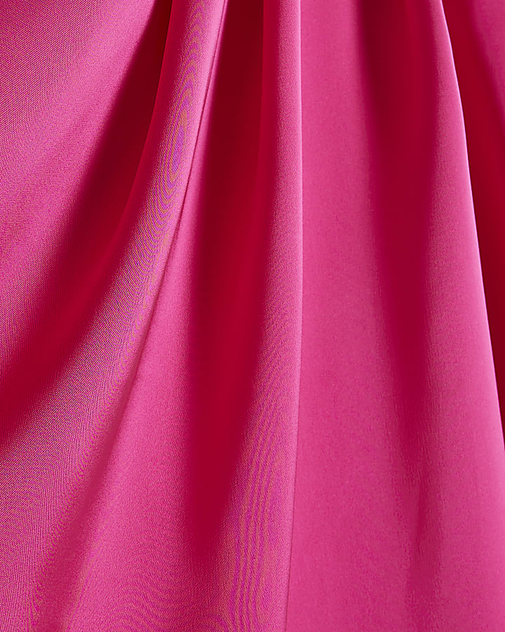 Pink Satin Asymmetrical Cape Jumpsuit