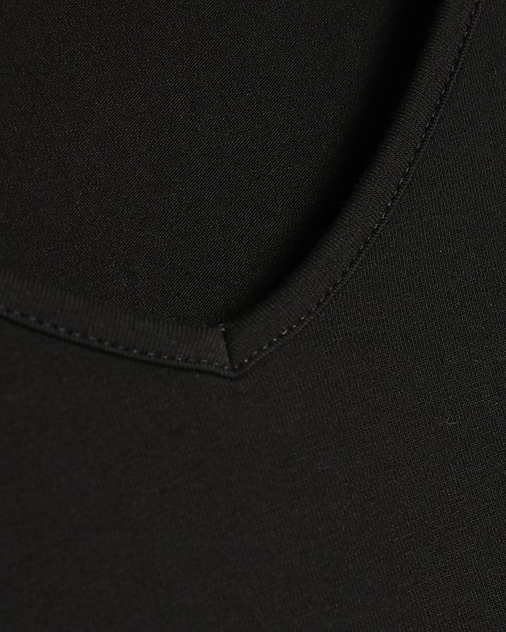 Black Long Sleeve V Neck Bodysuit