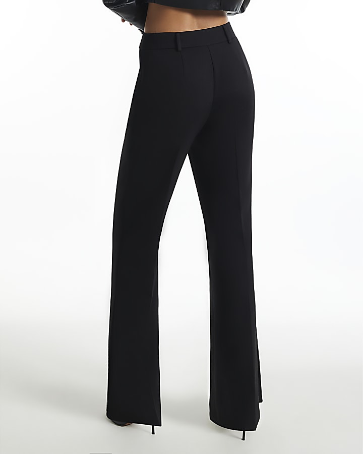 Black Side Split Flare Trousers