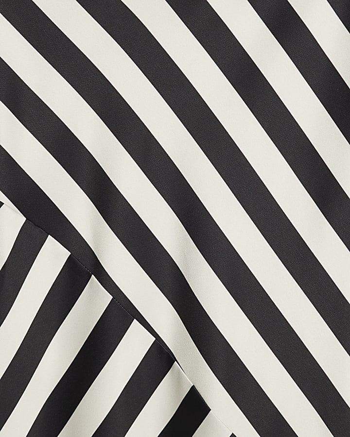 Black Stripe Asymmetric Midi Dress