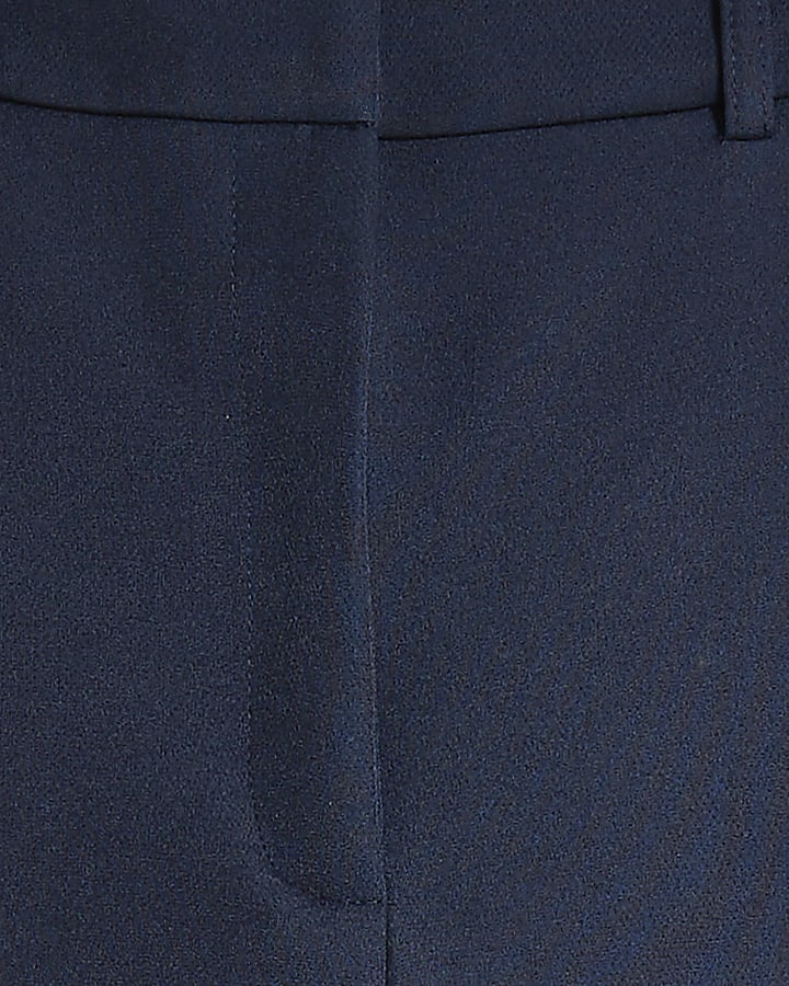 Navy Side Split Soft Flare Trousers