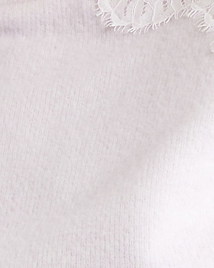 Pink Cosy Aysmmetric Lace Hem Top