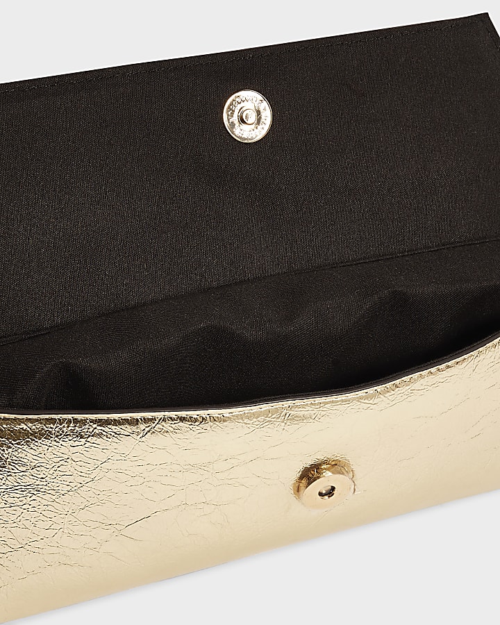 Gold Metal Bar Top Flap Clutch Bag