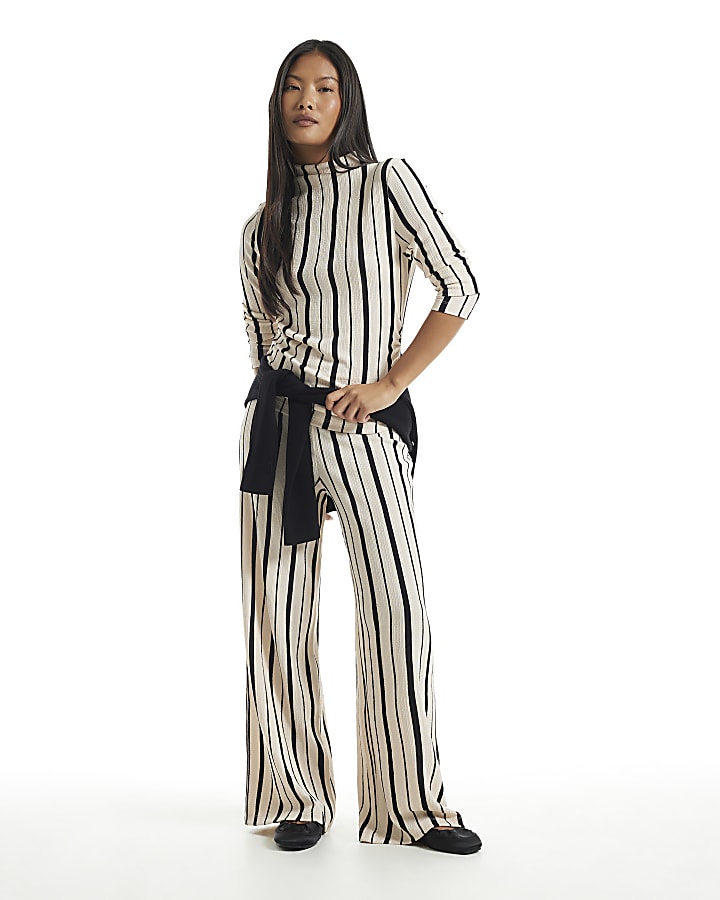 Petite Black Stripe Top