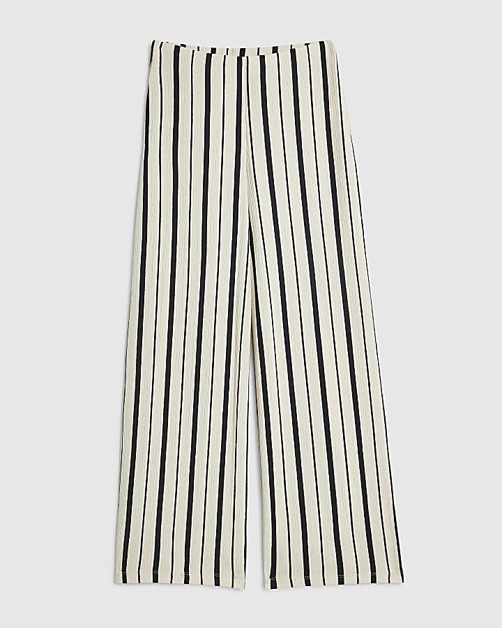 Petite Black Stripe Wide Leg Trousers