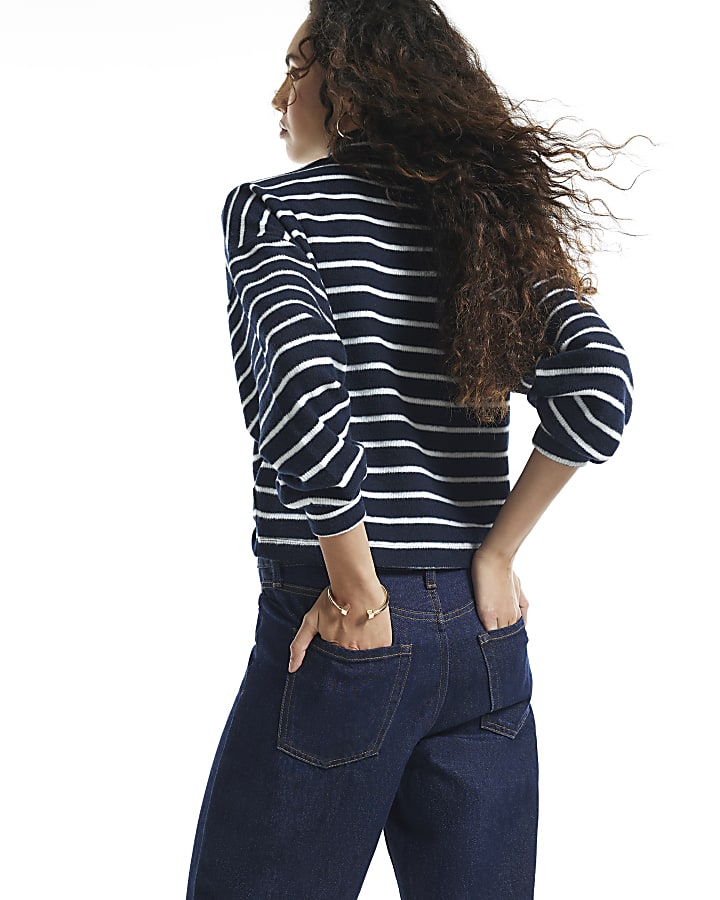 Black Stripe Cosy Twist Front Long Sleeve Top